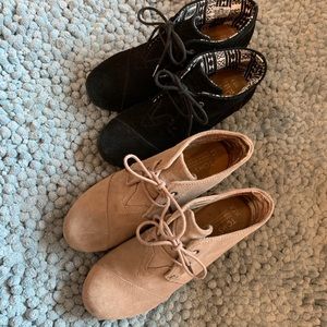 2 pair women’s toms booties 7.5